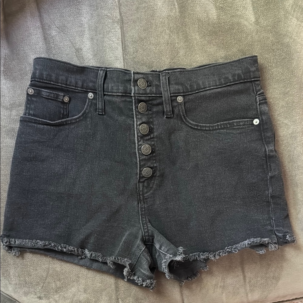 Madewell Black Denim Button-Front Jean Shorts